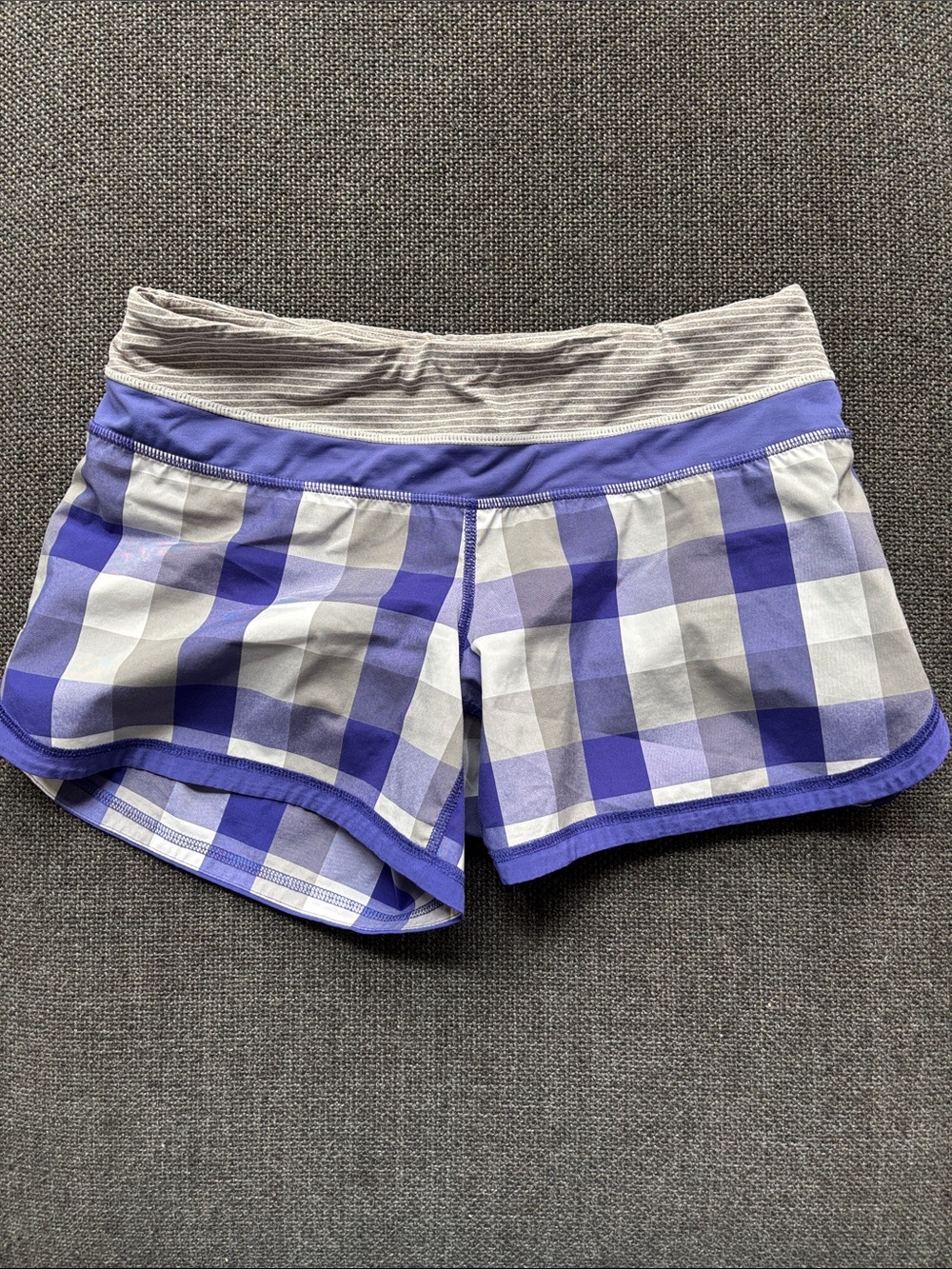 lululemon athletica Purple Plaid Run Shorts